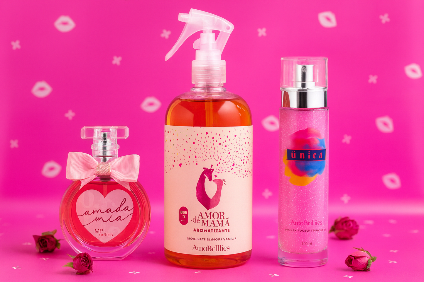 Caja ÚNICA  ( aromatizante amor de mamá + única rosada + perfume amada mía ) - aromas que te acompañan